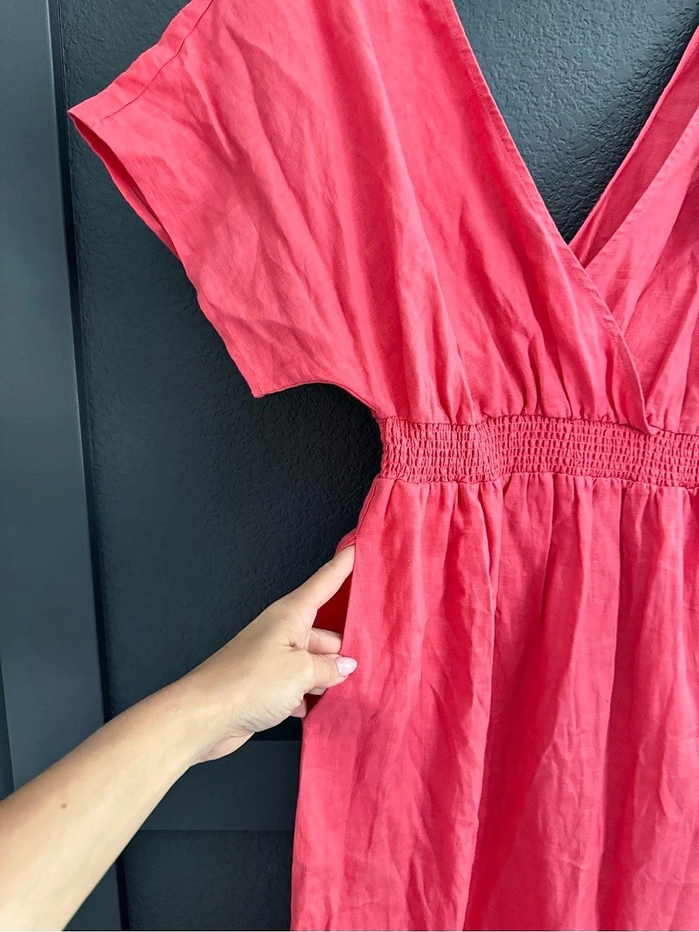 BODEN • NWT linen kaftan maxi dress in pink Size 6 v-neck D0653 - Picture 7 of 10
